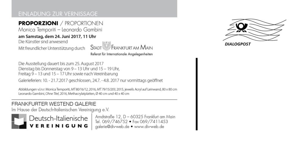 Proporzioni - Leonardo Gambini - Frankfurter Westend Galerie